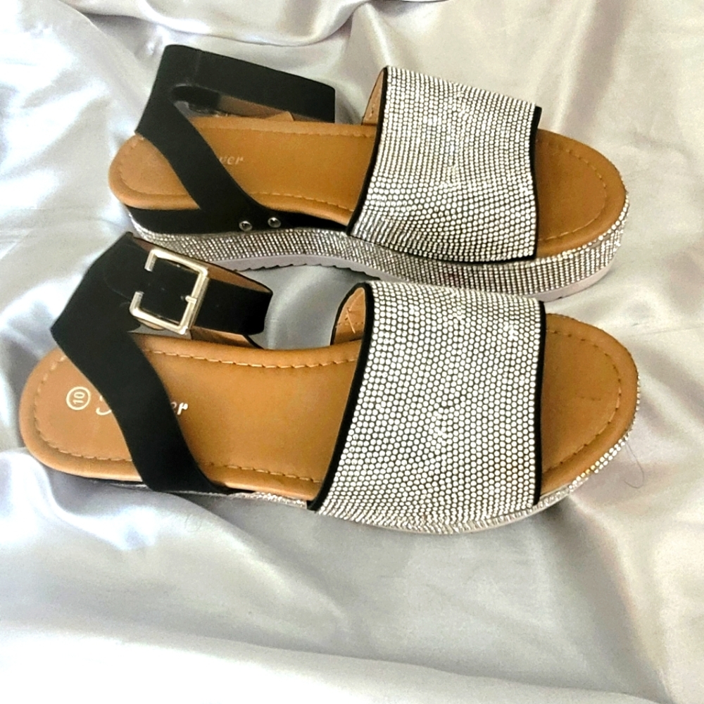 Rhinestone Platform Sandals